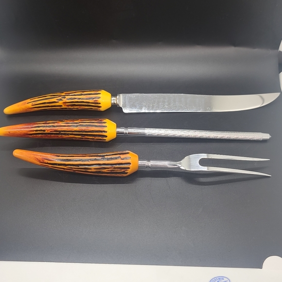 Crown Crest Stainless Steel Sheffield England 3 Piece Craving Set. - Picture 2 of 8